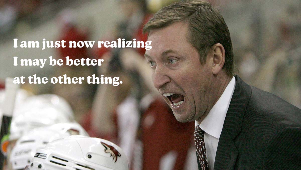 Wayne Gretzky yelling as a coach