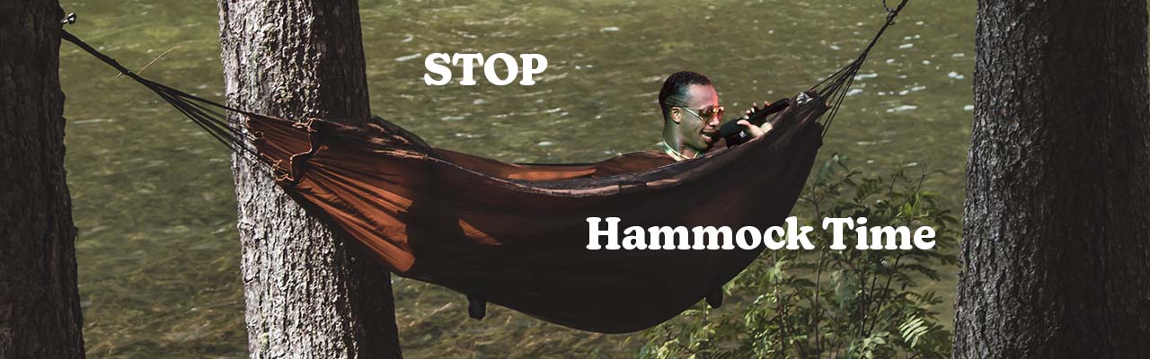 MC Hammer calming himself down in a hammock, having hammock time