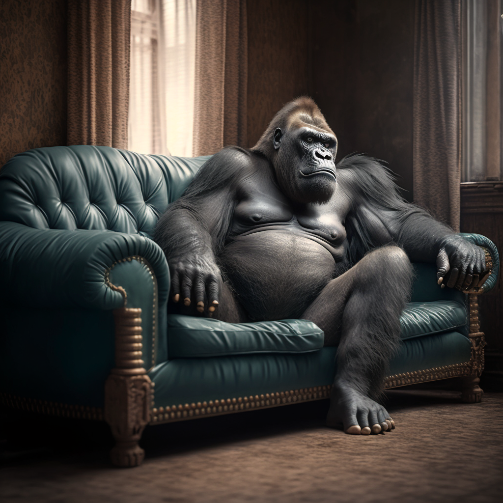 A much better gorilla on a couch
