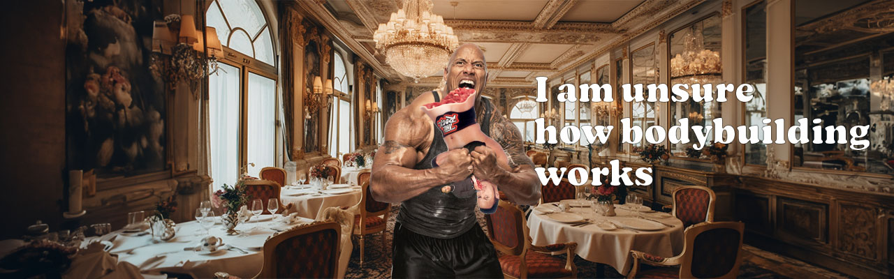 The 51 year old version of the rock eating the 30 year old version of the rock, who is eating the 25 year old version of the rock, in a very fancy eatery.
